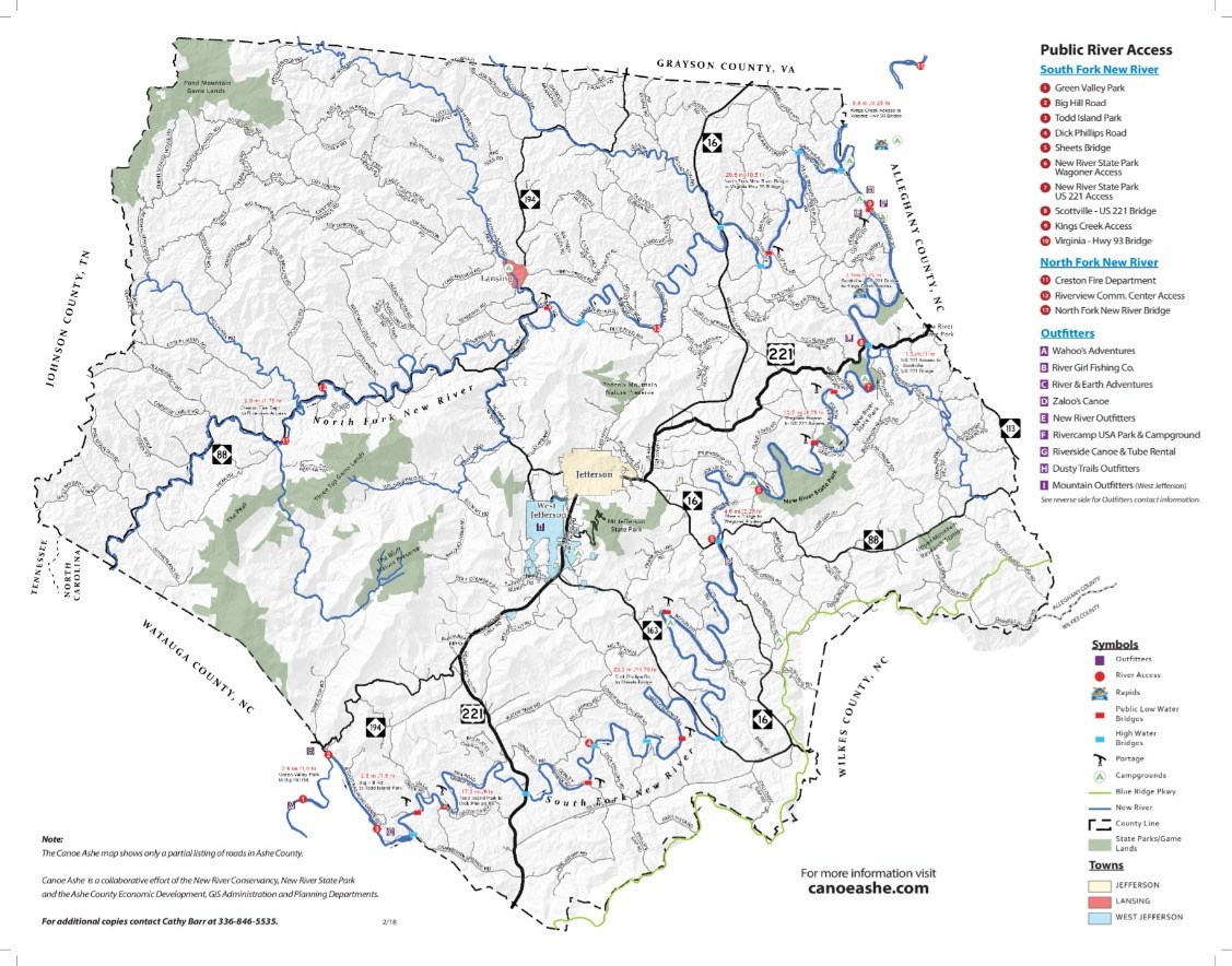 Canoe Ashe Map – The New River
